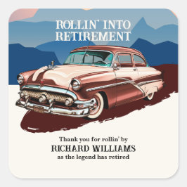 Rente Retro Classic Car Theme Quadratischer Aufkleber
