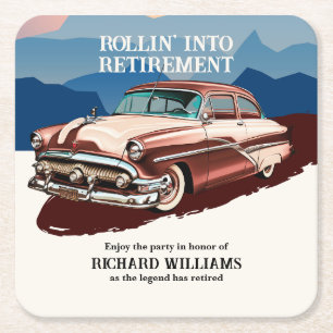 Rente Retro Classic Car Theme Rechteckiger Pappuntersetzer