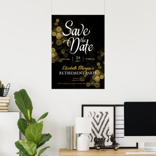 Renten Party Gold Confetti Save the Date Poster