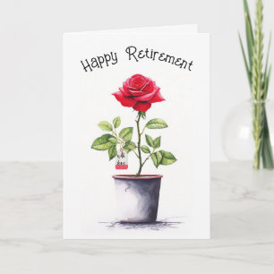 Renten Watercolor Rote Rose Bush Karte