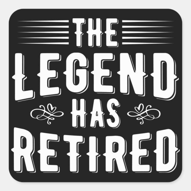 Rentengeschenke, die Legende hat erschöpft Quadratischer Aufkleber (Vorderseite)