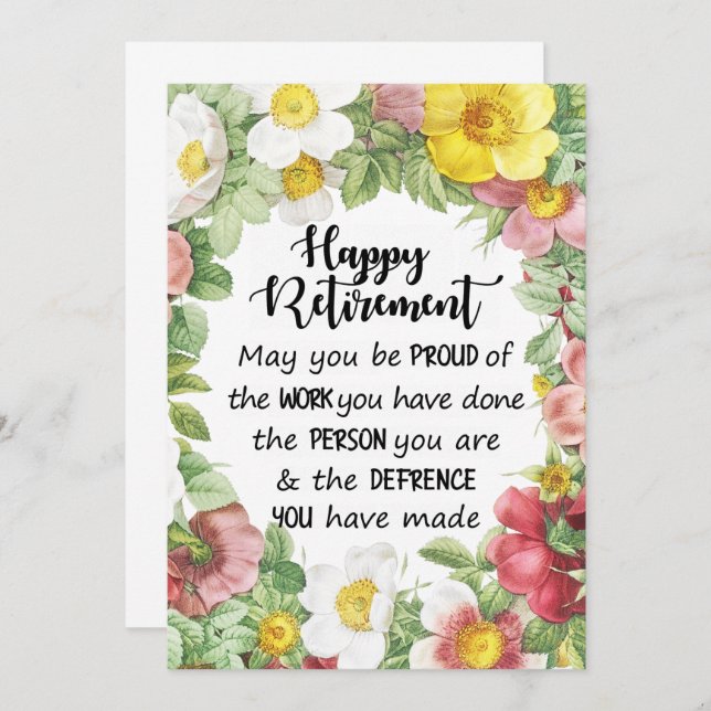 Rentenkarte, Verlassend Arbeitskarte, Kartenrückga Dankeskarte (Vorne/Hinten)