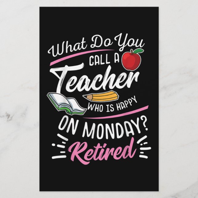 RentenlehrerInnen LehrerInnen am Montag glücklich Briefpapier (Vorderseite)