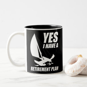Rentenplan Katamaran Trapez Segelkapitän Zweifarbige Tasse