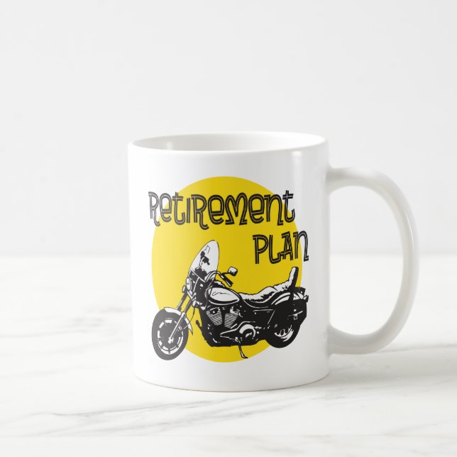 Rentenplan mit Zeichnend Motorrädern Tasse (Rechts)