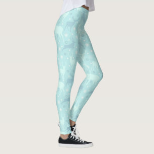 Rentier and Snowflakes Pattern Blue Ice ID546 Leggings