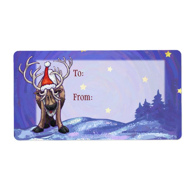 Rentier Art Weihnachtsgeschenk-Label (Vorne)