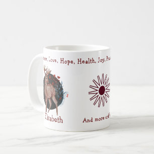 Rentier auf blauem Flora Hintergrund. Einzigartig Kaffeetasse