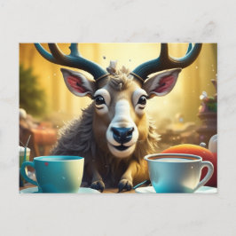 Rentier auf Kaffee Bereit zum Weihnachtsfest Postkarte