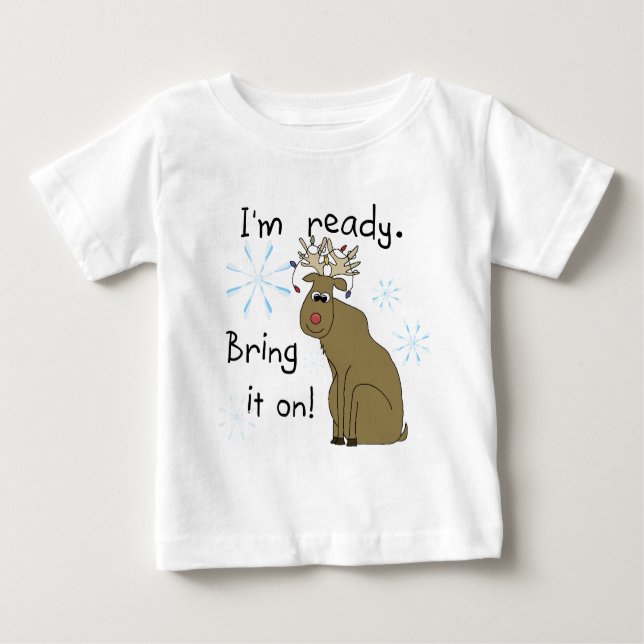 Rentier Bereit für Weihnachtsgeschenke und Geschen Baby T-shirt (Vorderseite)