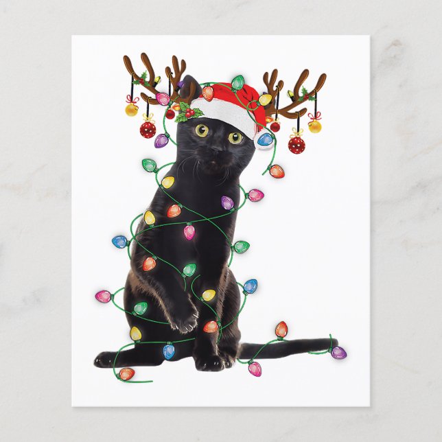 Rentier Black Cat Christmas Lights Funny Cat Liebe (Vorderseite)