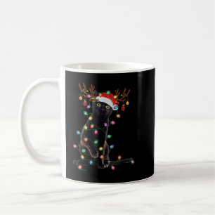 Rentier Black Cat Christmas Lights Funny Cat Liebe Kaffeetasse