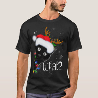 Rentier Black Cat Christmas Lights Funny Cat Liebe T-Shirt