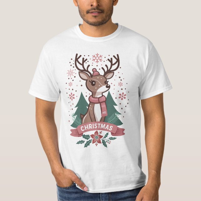 Rentier Boy, Frohe Weihnachten T-Shirt (Vorderseite)