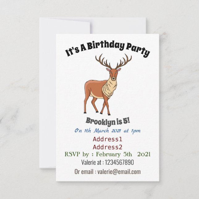 Rentier-Cartoon-Abbildung Einladung (Vorderseite)