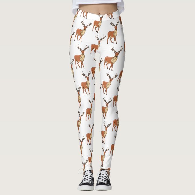 Rentier-Cartoon-Abbildung Leggings (Vorderseite)