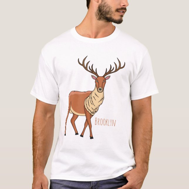 Rentier-Cartoon-Abbildung T-Shirt (Vorderseite)