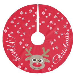 Rentier Cartoon Weihnachten Rote Schneeflocken Polyester Weihnachtsbaumdecke