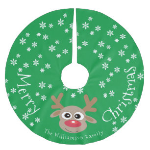 Rentier Cartoon Weihnachts Grün weiße Schneeflocke Polyester Weihnachtsbaumdecke