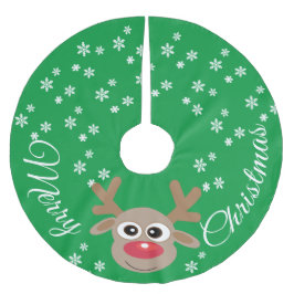 Rentier Cartoon Weihnachts Grün weiße Schneeflocke Polyester Weihnachtsbaumdecke