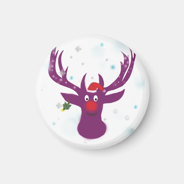 Rentier Chrismas Small, 3,2 cm Round Magnet (Vorne)