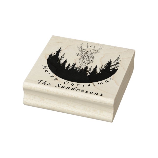 Rentier Christmas Forest I Monogram Gummistempel (Stempel)
