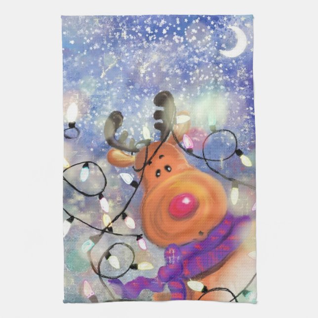 Rentier Christmas Kitchtuch Geschirrtuch (Vertikal)