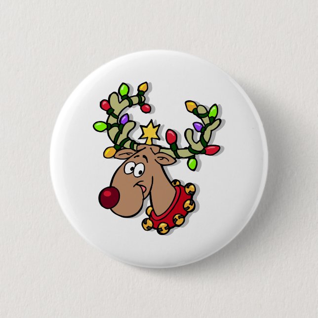 Rentier Christmas Lights Button (Vorderseite)
