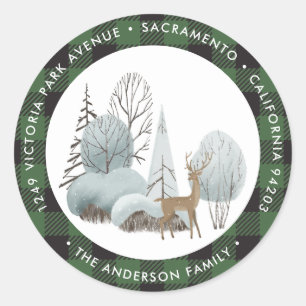 Rentier Christmas Rücksendeadressen-Aufklebers Runder Aufkleber