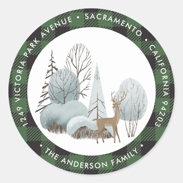 Rentier Christmas Rücksendeadressen-Aufklebers Runder Aufkleber (Vorderseite)