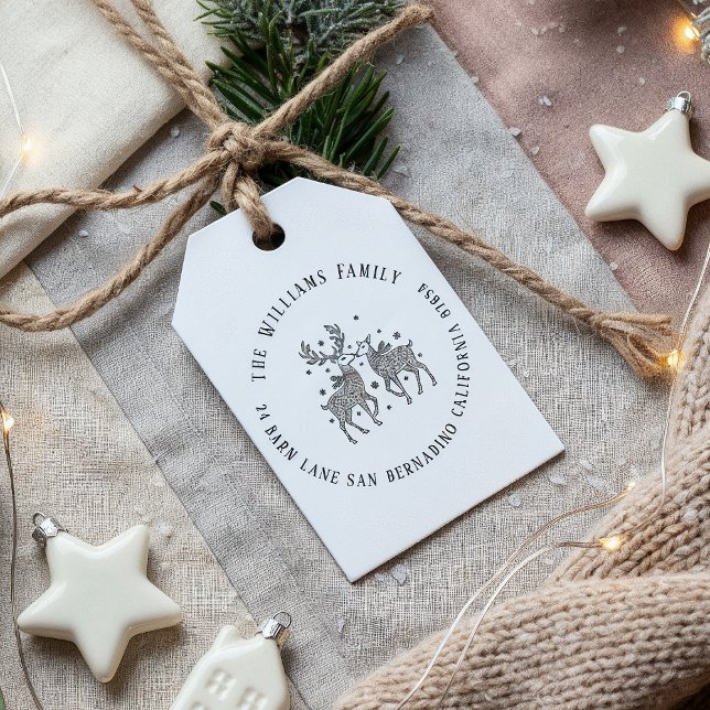 Rentier Couple Scarves & Snow Name Rücksendeadress Permastempel (Von Creator hochgeladen)