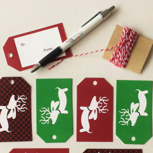 Rentier Dackel Weihnachtsgeschenk Tag Dackel Hund Geschenkanhänger