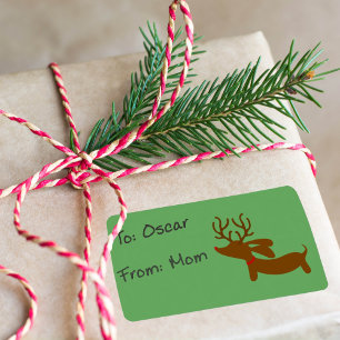 Rentier Dackel Weihnachtsgeschenk Tag Sticky Label Adressaufkleber