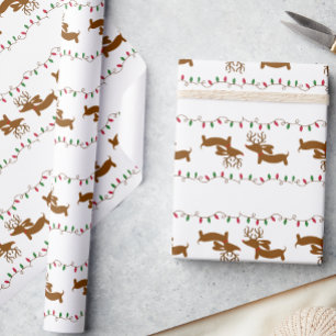 Rentier Dackel Weihnachtsgeschenk Wrapping Paper Geschenkpapier