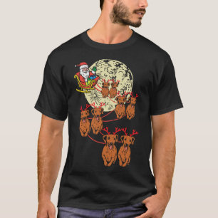 Rentier Dackel Weihnachtsmann Haustier Weiner Hund T-Shirt