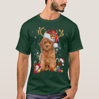 Rentier Dog Christmas Light Weihnachtsmannmütze Xm T-Shirt