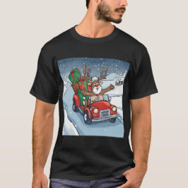 Rentier Driving Zuhause zu Weihnachten T-Shirt