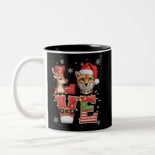 Rentier ELF Weihnachtsmann Hut Liebe Gepard Tier W Zweifarbige Tasse