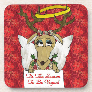 Rentier Engel ist die Jahreszeit Vegan zu sein Untersetzer