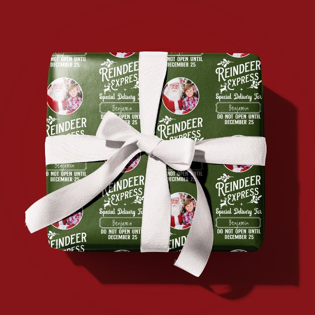 Rentier Express aus Santa Name & Foto Weihnachten Geschenkpapier (Von Creator hochgeladen)