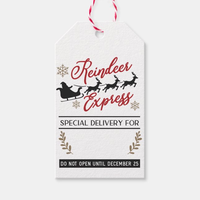Rentier Express Mail Lieferung Weihnachten Geschenkanhänger (Vorderseite)