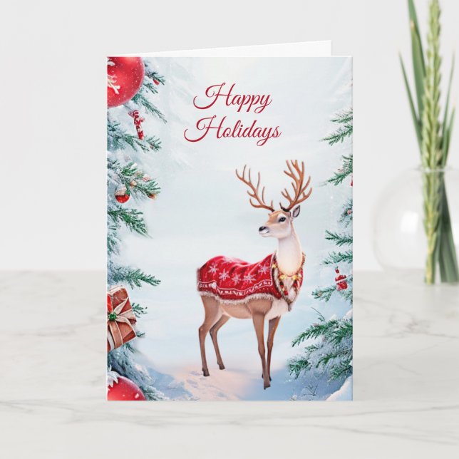 Rentier-Feiertags-Weihnachtskarte Karte (Vorderseite)