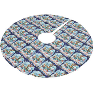 Rentier Flying Airplane Tree Skirt Polyester Weihnachtsbaumdecke