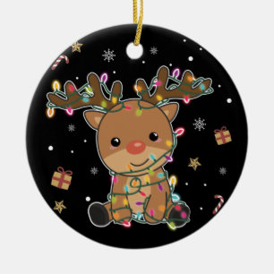 Rentier Frohe Weihnachts-Wintertiere Hirsch Ceram Keramik Ornament