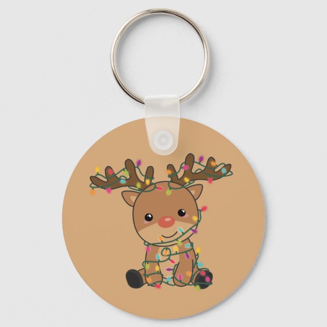 Rentier Frohe Weihnachts-Wintertiere Hirsch Keych Schlüsselanhänger (Vorderseite)