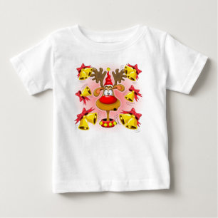 Rentier Fun Weihnachten Cartoon mit Bells Alarms Baby T-shirt