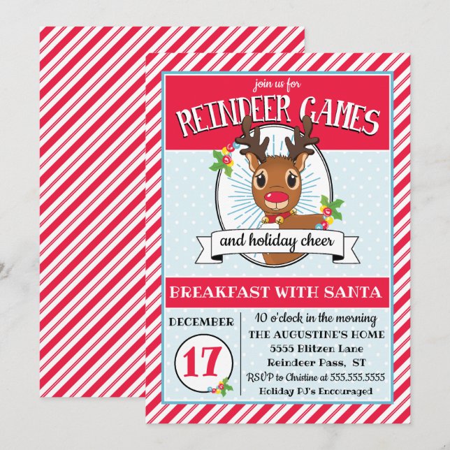 Rentier Games - Weihnachtsfeier Party Einladung (Vorne/Hinten)