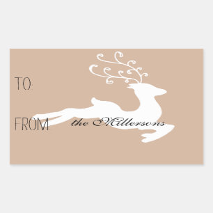 Rentier-Geschenkmarke Rechteckiger Aufkleber