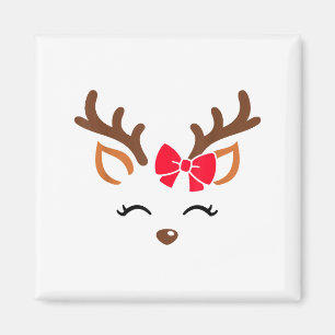 Rentier-Gesicht Gles Weihnachtskostüm Xmas Pyjama  Magnet