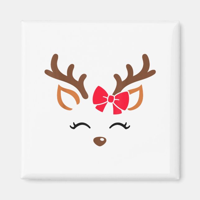 Rentier-Gesicht Gles Weihnachtskostüm Xmas Pyjama  Magnet (Vorne)